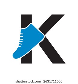 Shoe Logo Combine With Letter K Vector Template