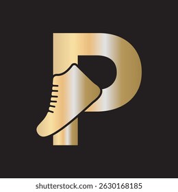 Shoe Logo Combine With Letter P Vector Template