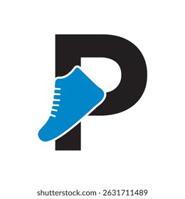 Combinaison Logo Chaussure Avec Template D'Image vectorielle Lettre P