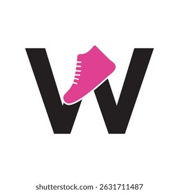 Shoe Logo Combine With Letter W Vector Template