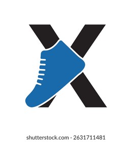 Shoe Logo Combine With Letter X Vector Template