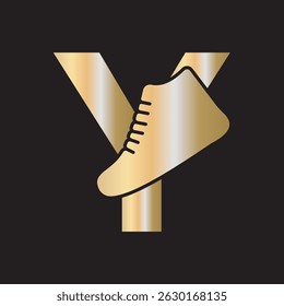 Shoe Logo Combine With Letter Y Vector Template