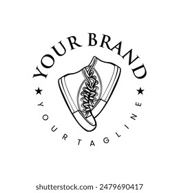 Shoe logo illustration design. Isolated black and white vector. Suitable for shoe logos