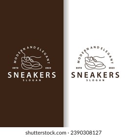 Shoe Logo, Minimalist Line Style Sneaker Shoe Design Simple Fashion Product Brand