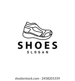 Shoe Logo, Minimalist Line Style Sneaker Shoe Design Simple Fashion Product Brand