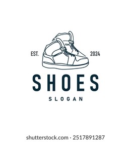 Shoe Logo, Minimalist Line Style Sneaker Shoe Design Simple Fashion Product Brand