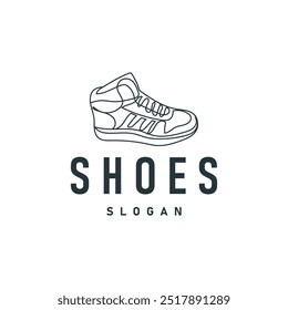 Shoe Logo, Minimalist Line Style Sneaker Shoe Design Simple Fashion Product Brand