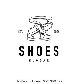 Shoe Logo, Minimalist Line Style Sneaker Shoe Design Simple Fashion Product Brand
