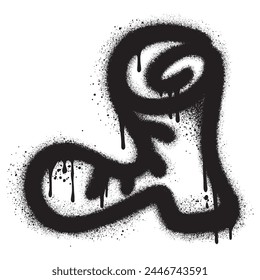 shoe logo in urban graffiti style with black spray paint. vector illustration.