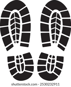 Shoe marks. Silhouettes of a pair of shoes. Isolated vector shoe prints.