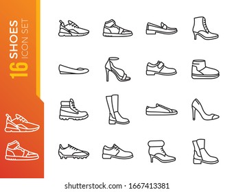 Shoe - minimal thin line web icon set. Outline icons collection. Simple vector illustrati