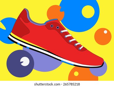 Shoe on a colorful background. vector