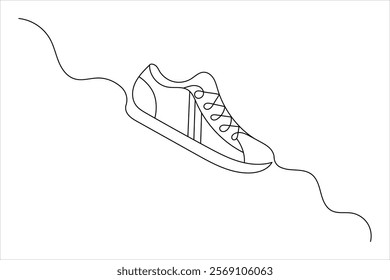 Shoe one line drawing of isolated continuous outline vector icon