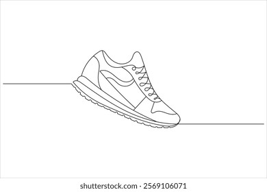 Shoe one line drawing of isolated continuous outline vector icon