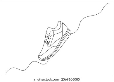 Shoe one line drawing of isolated continuous outline vector icon