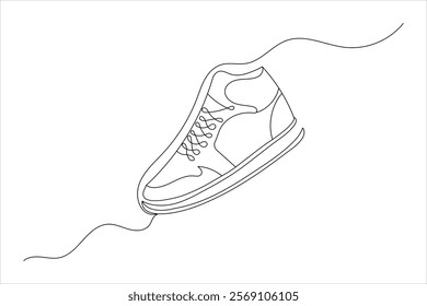 Shoe one line drawing of isolated continuous outline vector icon