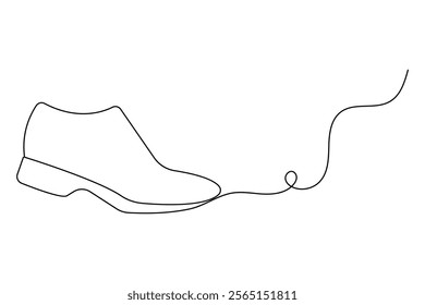 Shoe one line drawing of minimalist vector icon with black and white background