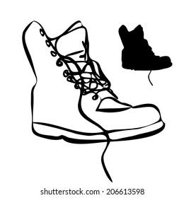 Shoe outline and silhouette vector