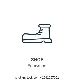 Shoe outline vector icon. Thin line black shoe icon, flat vector simple element illustration from editable education concept isolated on white background