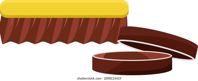 Shoe polish kit, illustration, vector on a white background.