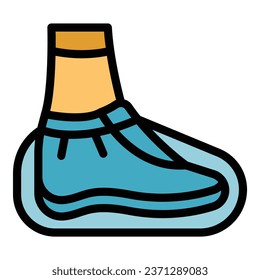 Shoe prevention icon outline vector. Foot equipment. Safety gloves color flat