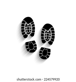 Shoe print  - black vector icon with shadow 