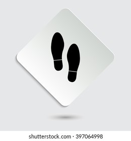 Shoe print - black vector icon  on a paper button