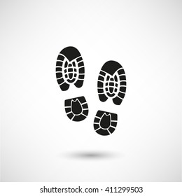 Shoe print - black vector  icon with shadow