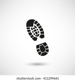 Shoe print - black vector  icon with shadow