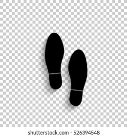 Shoe print - black vector  icon with shadow