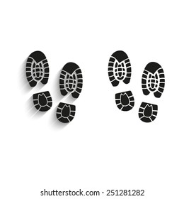 Shoe print - black vector icons