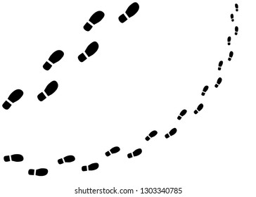 Shoe print different options. Vector human steps, footprints. Design elements isolated on a light background.