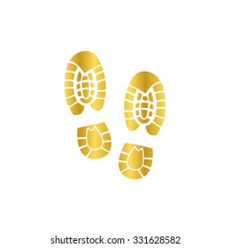 Shoe print - gold vector icon