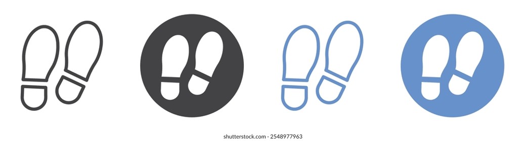 Shoe print icon flat line symbol set.