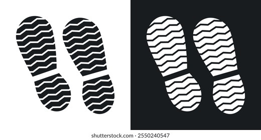Shoe print icon pack in black color.