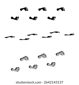 Shoe print icon. Random footprint pattern. Black sole symbol. Vector scattered shape.