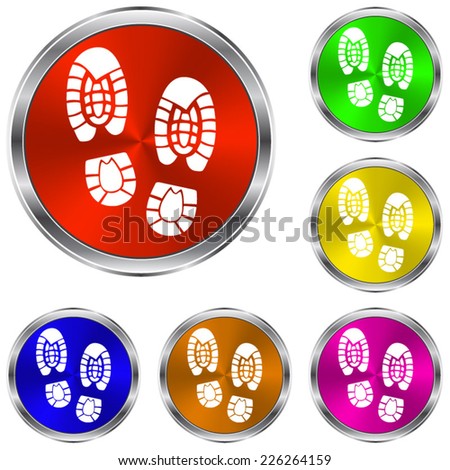 Shoe print  icon - vector glossy colourful buttons