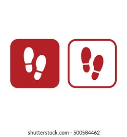 Shoe print icon vector illustration. Red and white