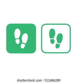 Shoe print icon vector illustration. Green and white