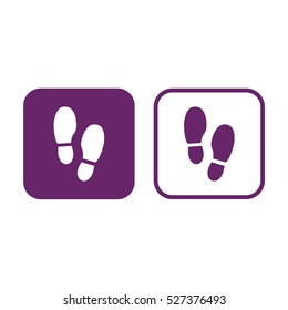 Shoe print icon vector illustration. Purple and white