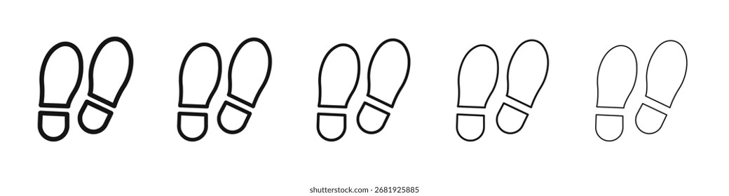 Shoe print icon vector outline set illustration sign