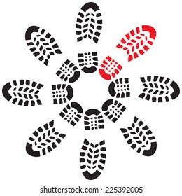 Shoe print illustration in circle