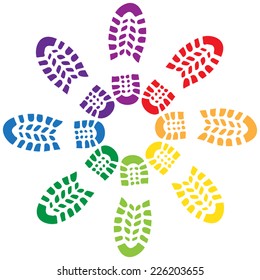 Shoe print illustration in circle