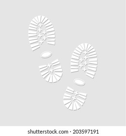 Shoe print on a grey background 