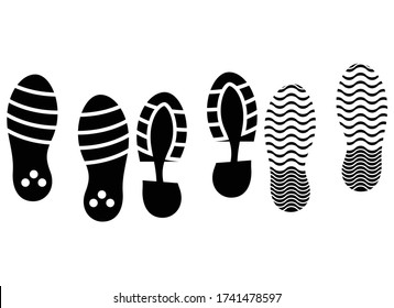 Shoe print & sandal print icon isolated on white background Vector illustration.
