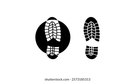 shoe print symbol , black isolated silhouette