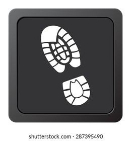  Shoe print  - vector icon on a grey button