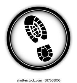 Shoe print - vector icon; round  button with shadow