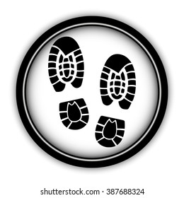 Shoe print - vector icon; round  button with shadow