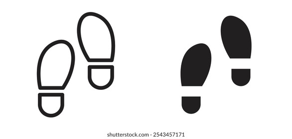 Shoe print vector icon set in black.